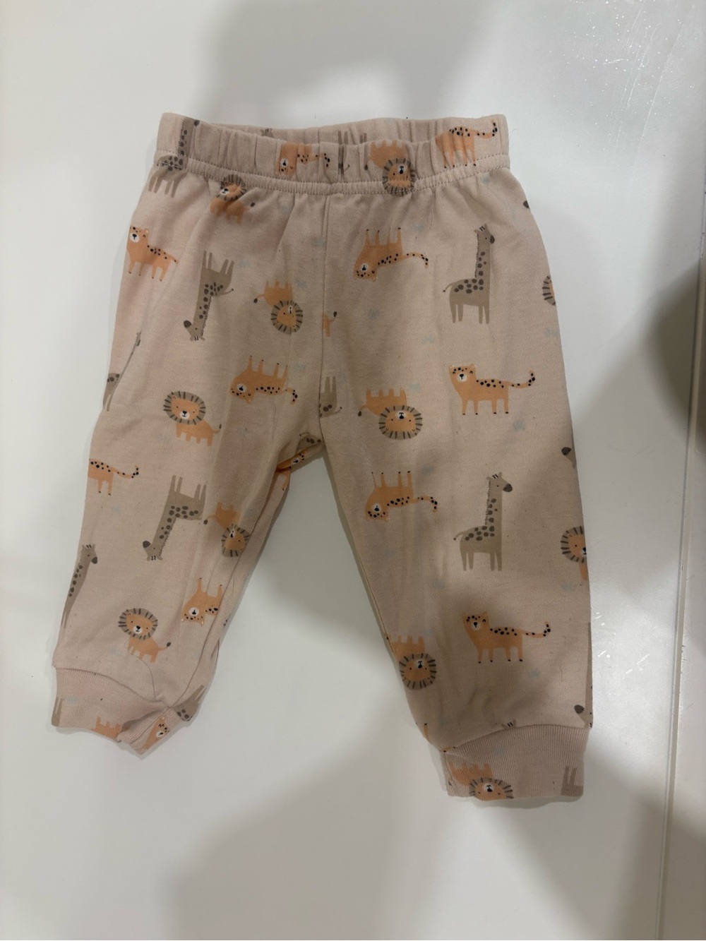 chick pea Beige Safari Print Pants with Orange and Gray Animals
